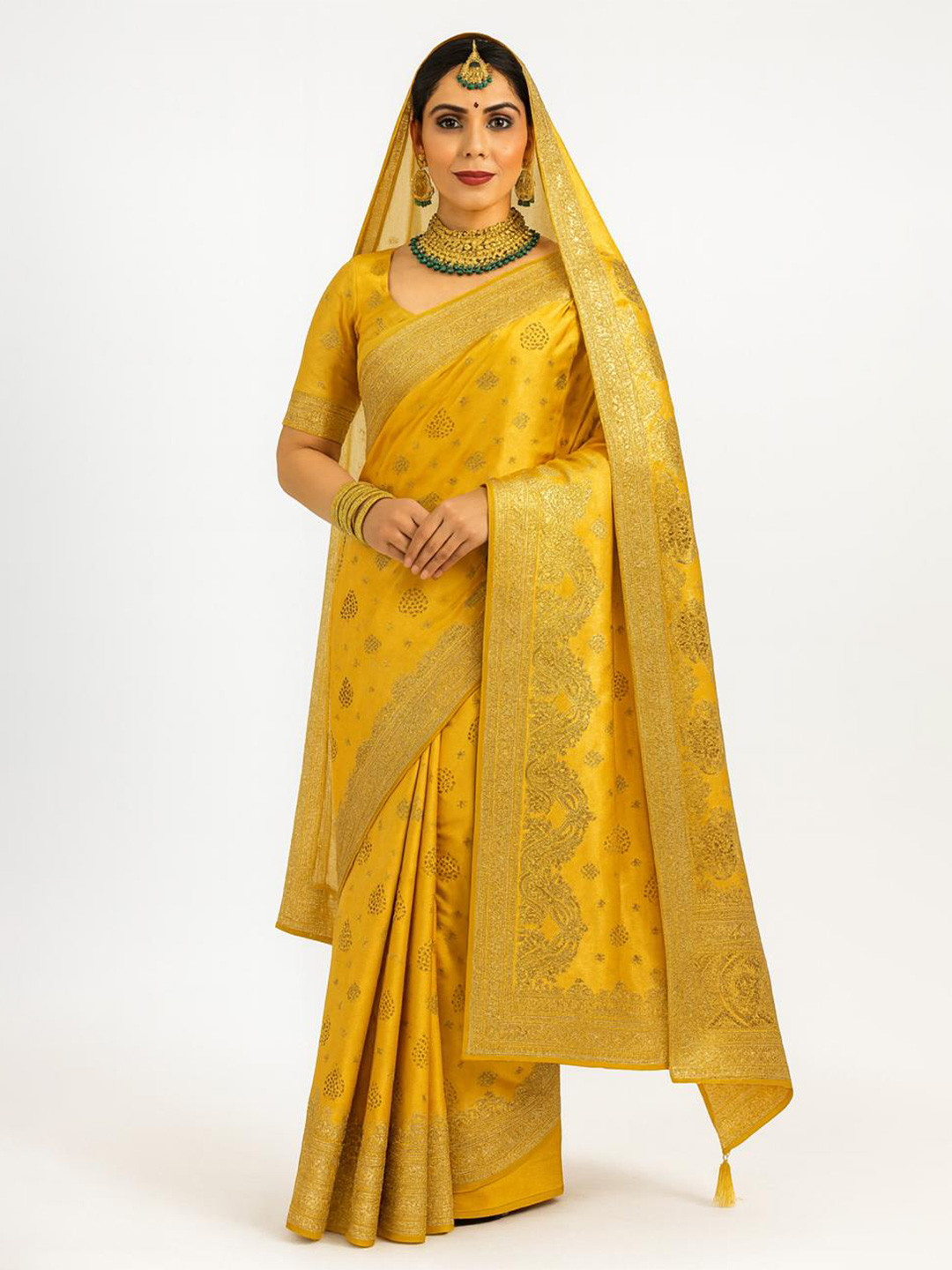 DESIGN ELEMENTS Ethnic Motifs Printed Zari Wedding Banarasi Saree