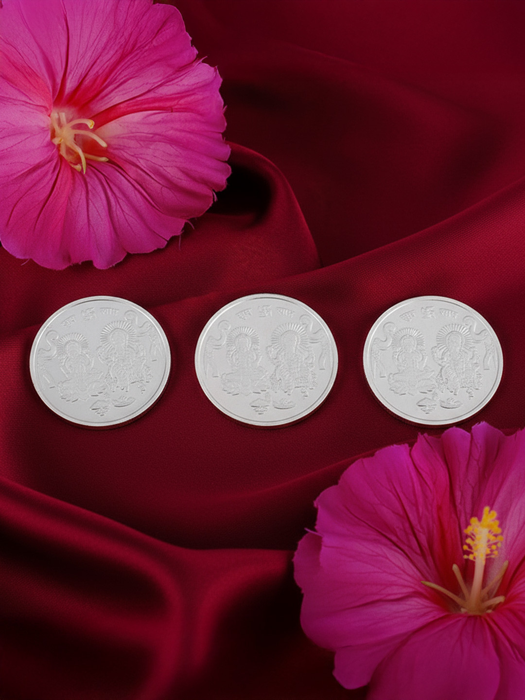 GIVA Set Of 3 Lord Ganesha & Goddess Lakshmi 925 Silver Coins- 10 gm each