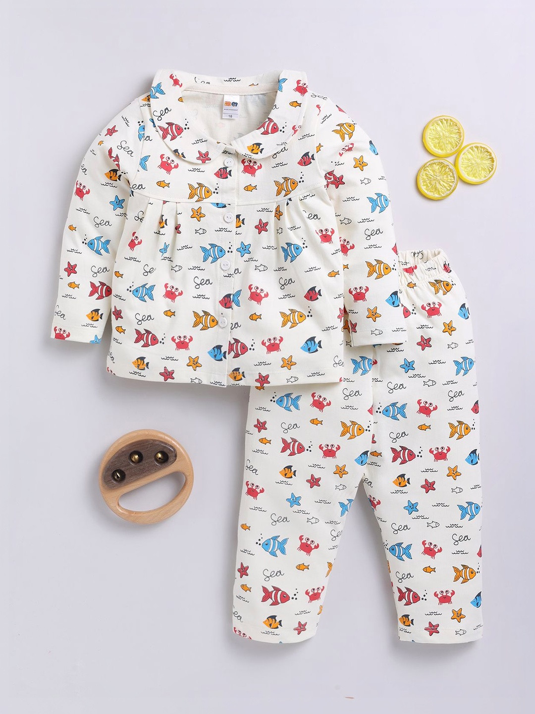 LITTLE NINJA Girls Printed Shirt with Pyjamas