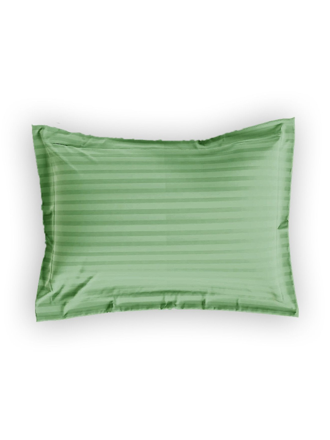 Sleeping Owls Green 2 Pieces Striped Pure Cotton Rectangle Pillow Covers