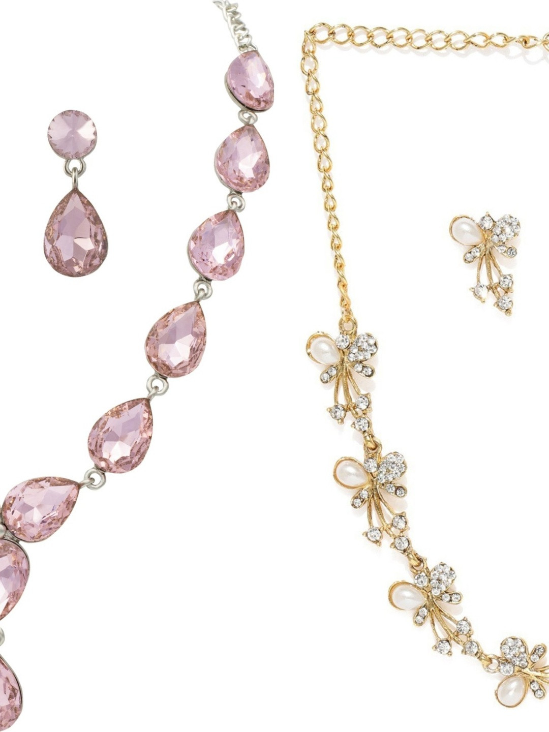 Women Click Set Of 2 Stone-Studded & Necklace & Earrings Set