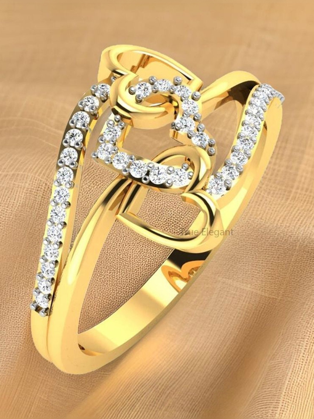 STRIKEY Triple Heart Diamond Stone-Studded Finger Ring