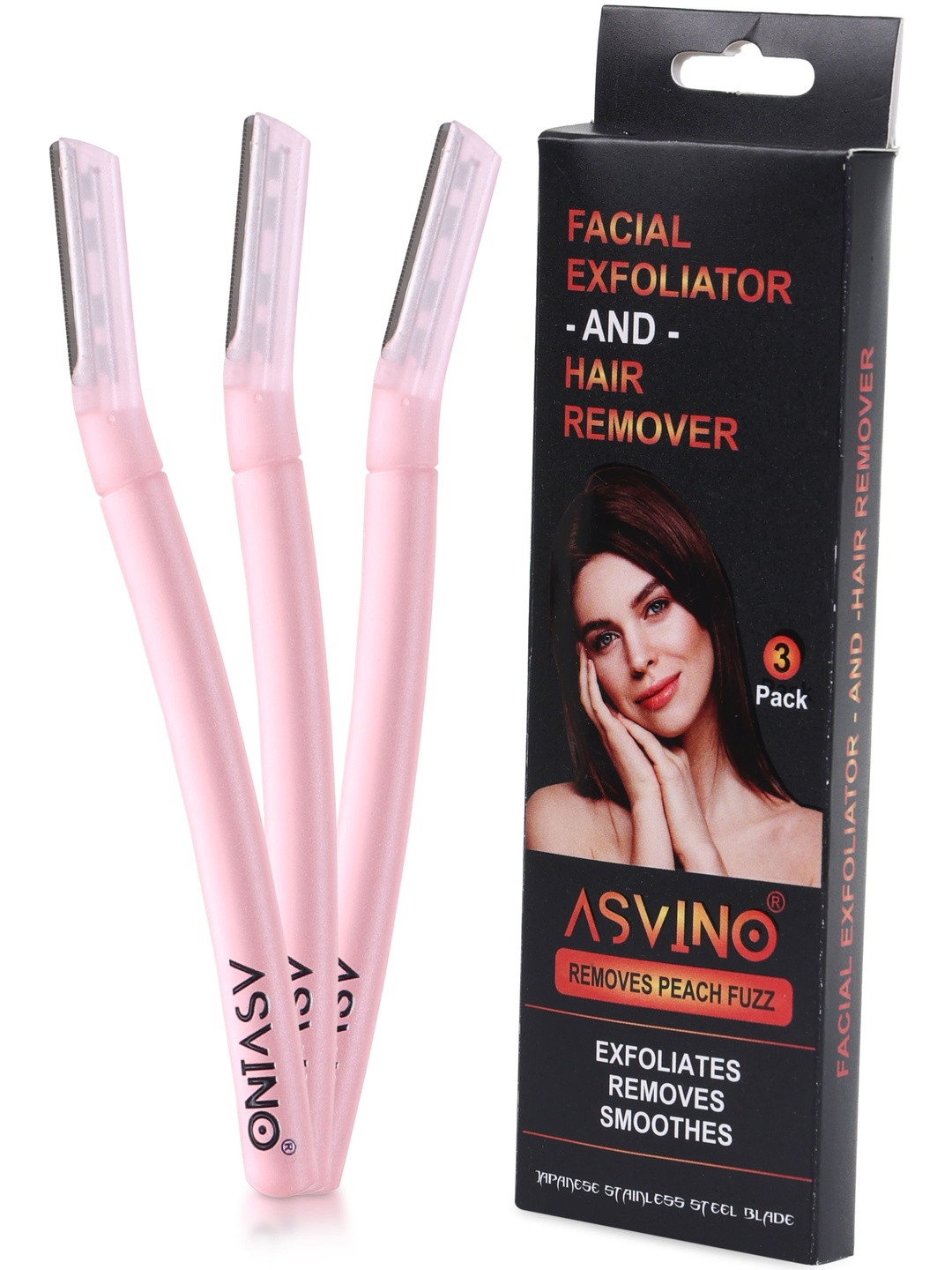 Asvino Set Of 3 Facial Exfoliator & Hair Remover Razors