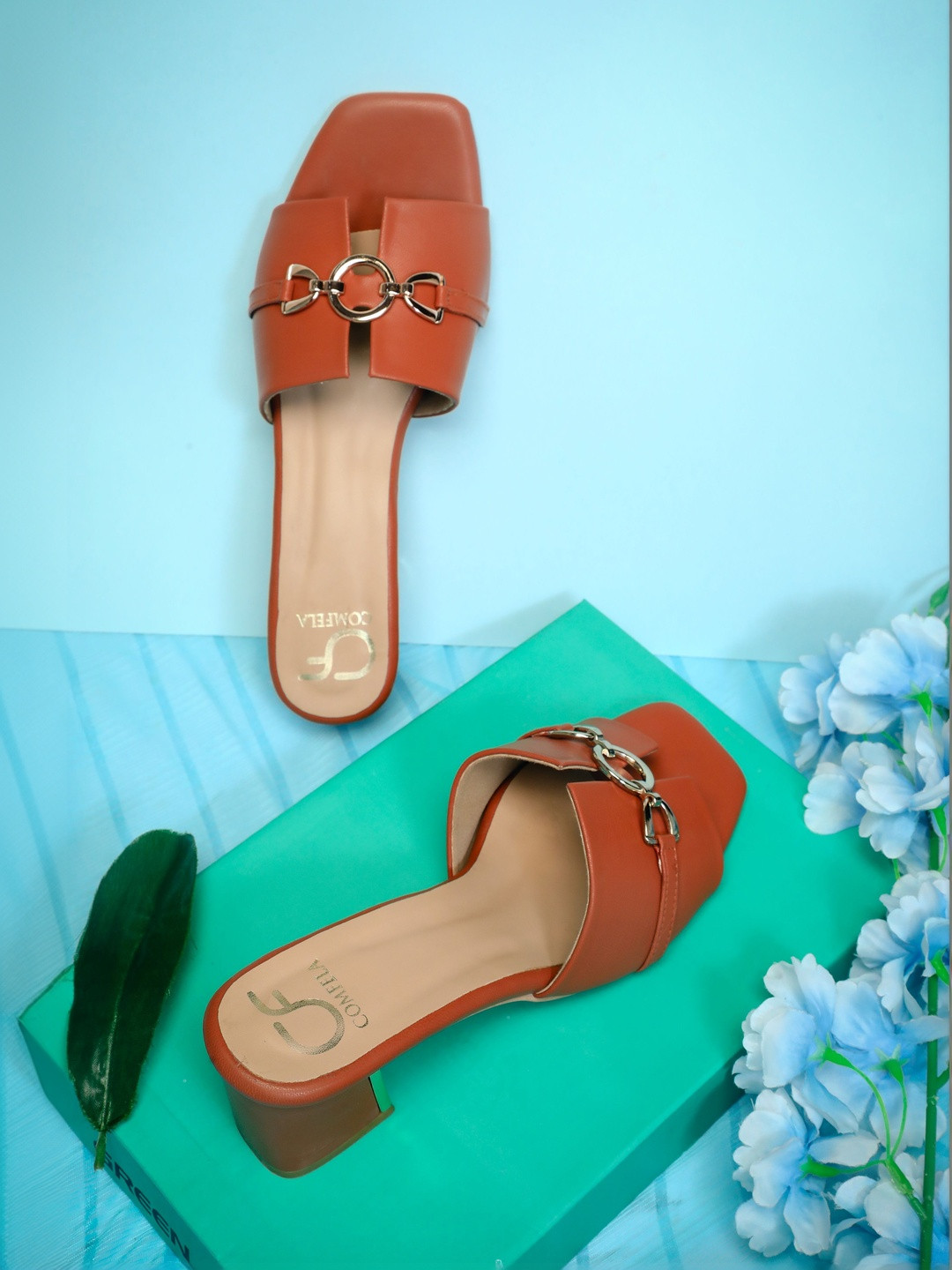 Comfela Embellished Party Block Sandals