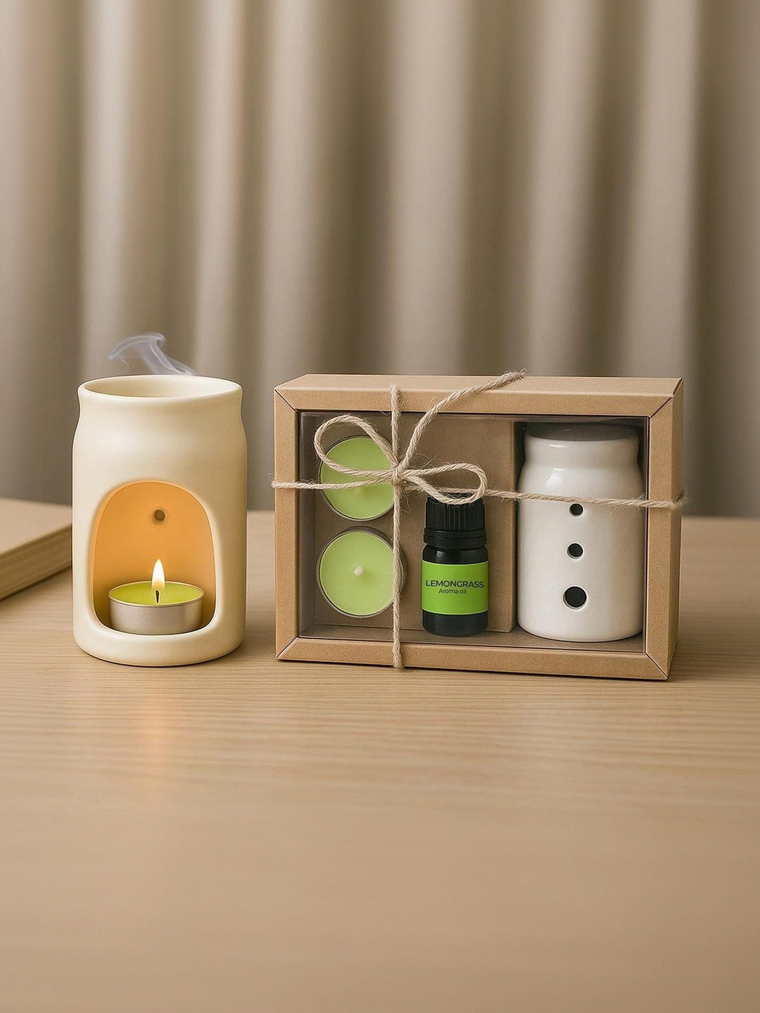 Garden Deco Unisex Pack Of 4 Off-White Ceramic Aroma Oil Diffuser