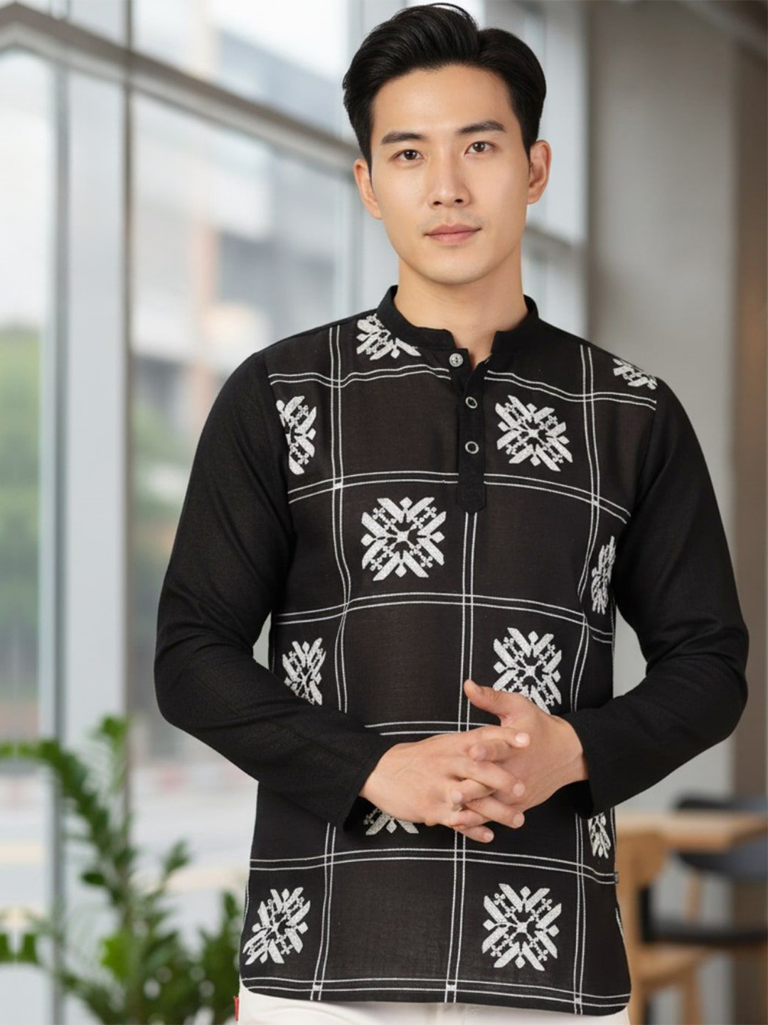 Rigo Men Ethnic Motifs Thread Work Indigo Kurta