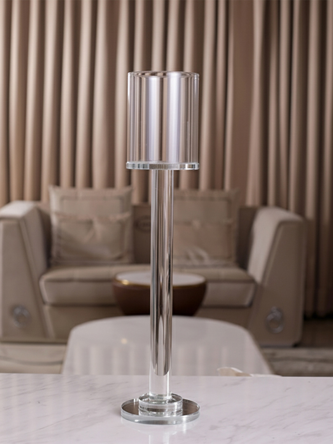 AARVI DECOR STUDIO Transparent Columnar Candle Holder
