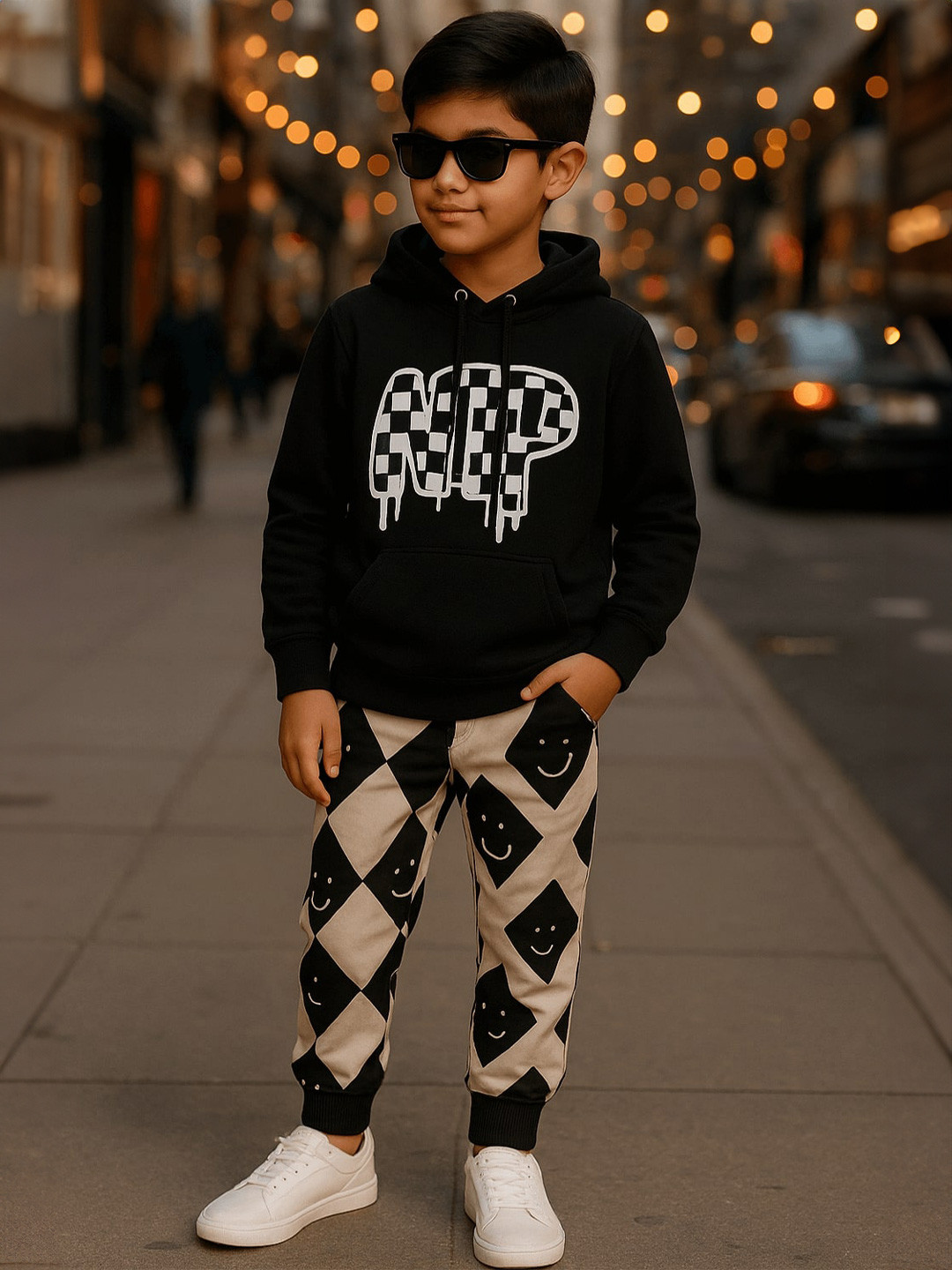 Toonyport Boys Printed Hooded Sweatshirt With Jogger