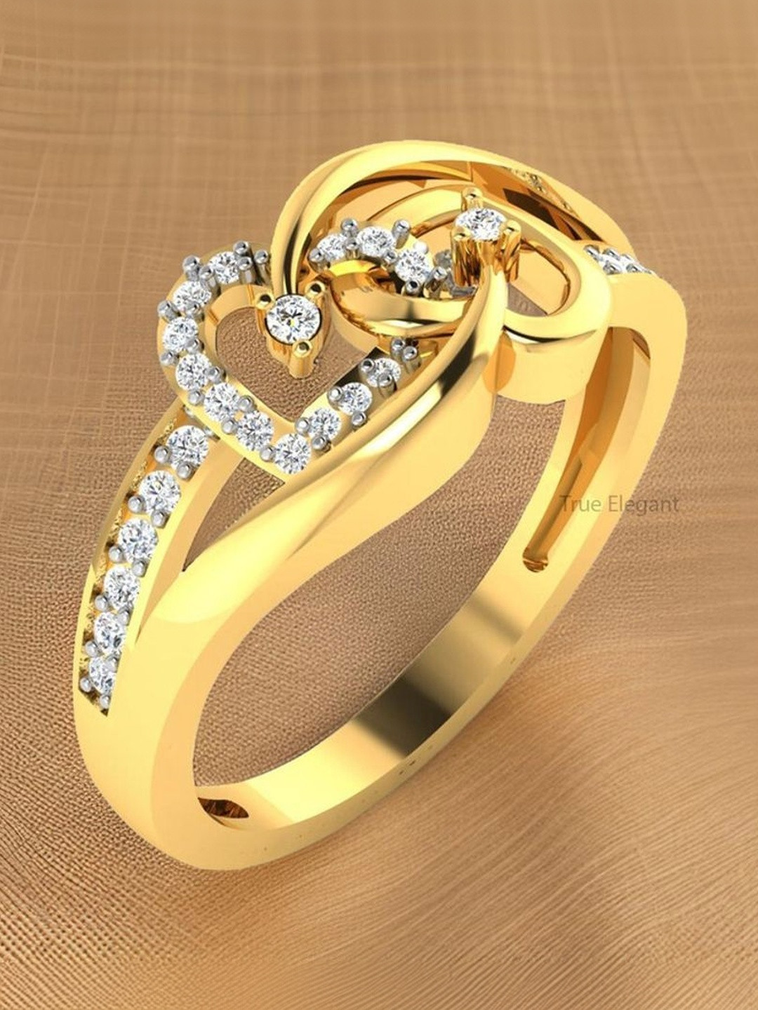 Hitmax Double Heart Diamond-Studded Finger Ring