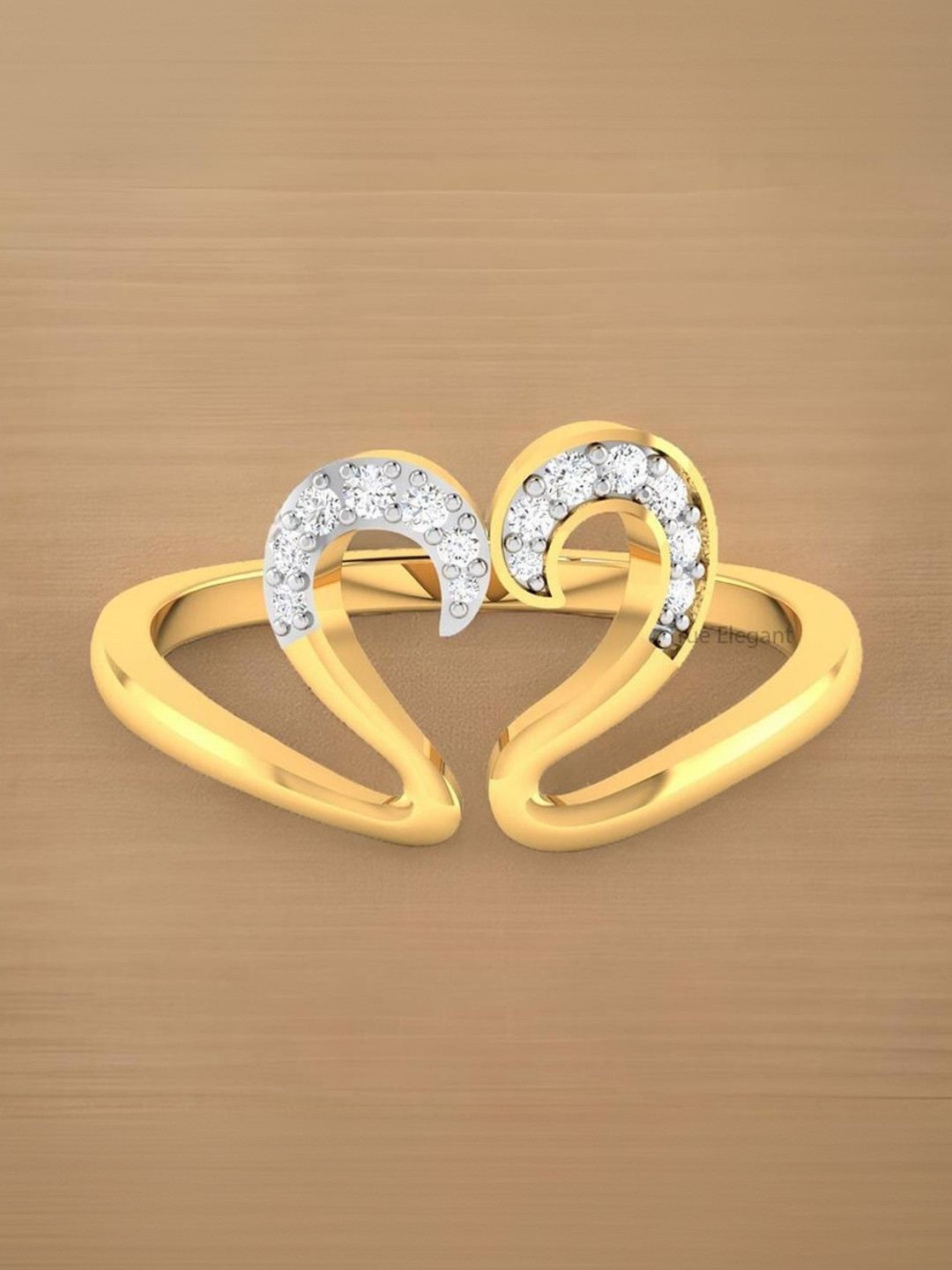 ventino Diamond Stone-Studded Heart Swan Finger Ring