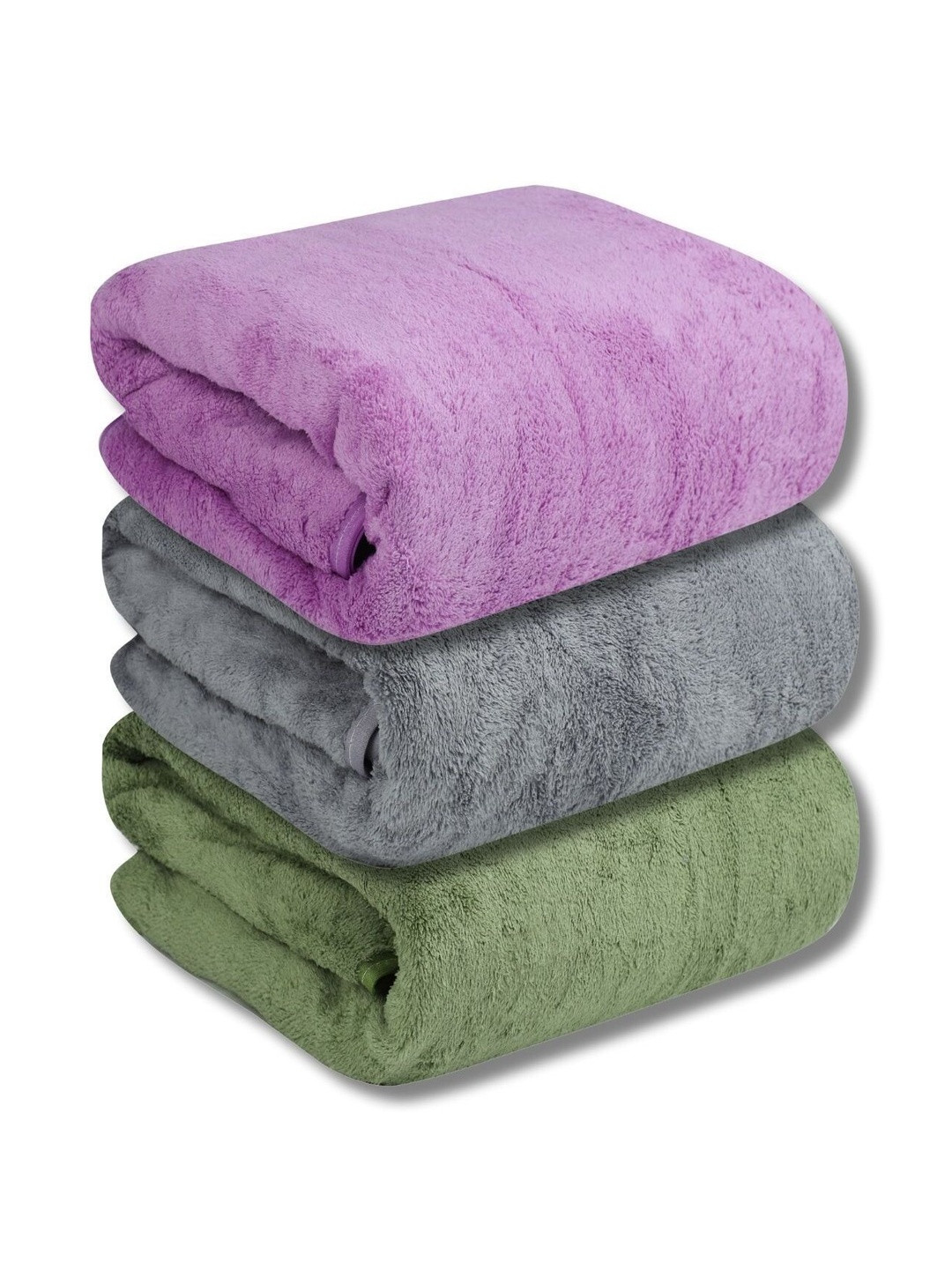 Fezora Set of 3 Green Purple & Grey 450 GSM Bath Towel