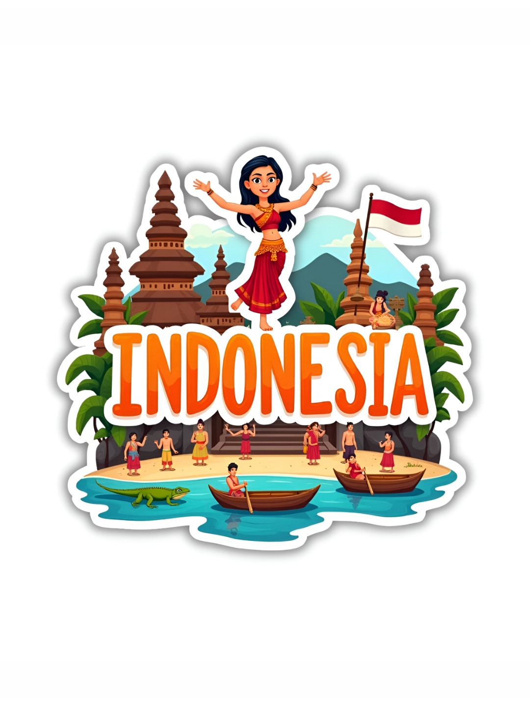 GIFTSHALA Red & Green Indonesia Printed Decorative Magnets