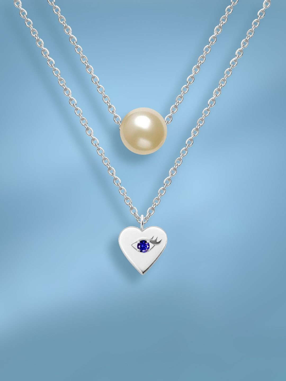 MINUTIAE Silver-Plated Pearls Beaded And Artificial Stones Studded Layered Necklace