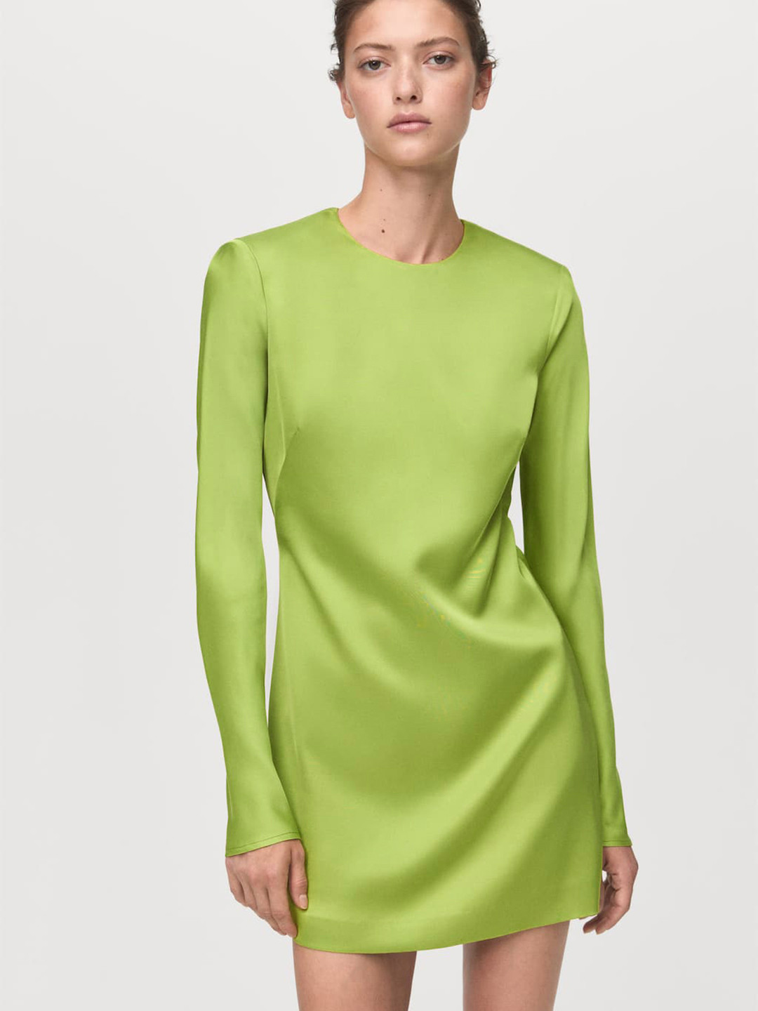 MANGO Backless Satin Shift Dress