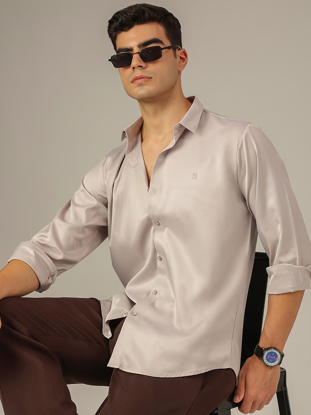 DENNISON Men Party Wear Formal Satin Shirt