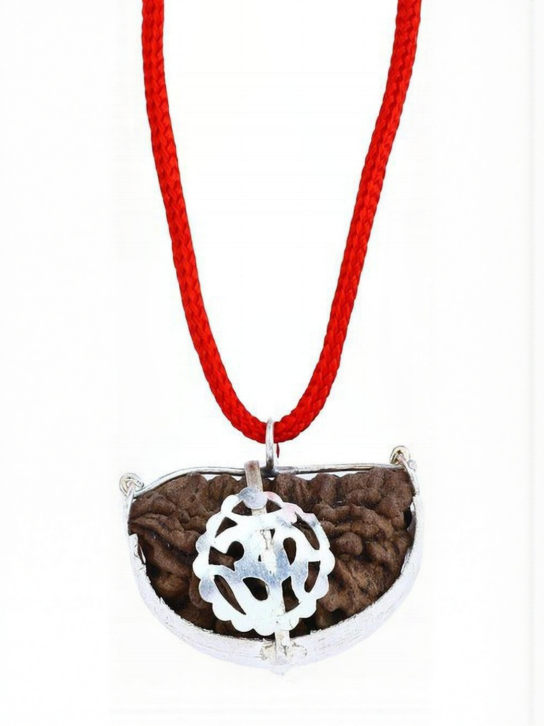 RAVIOUR LIFESTYLE Original Om 1 Mukhi Rudraksha Sterling Silver Cap Pendant