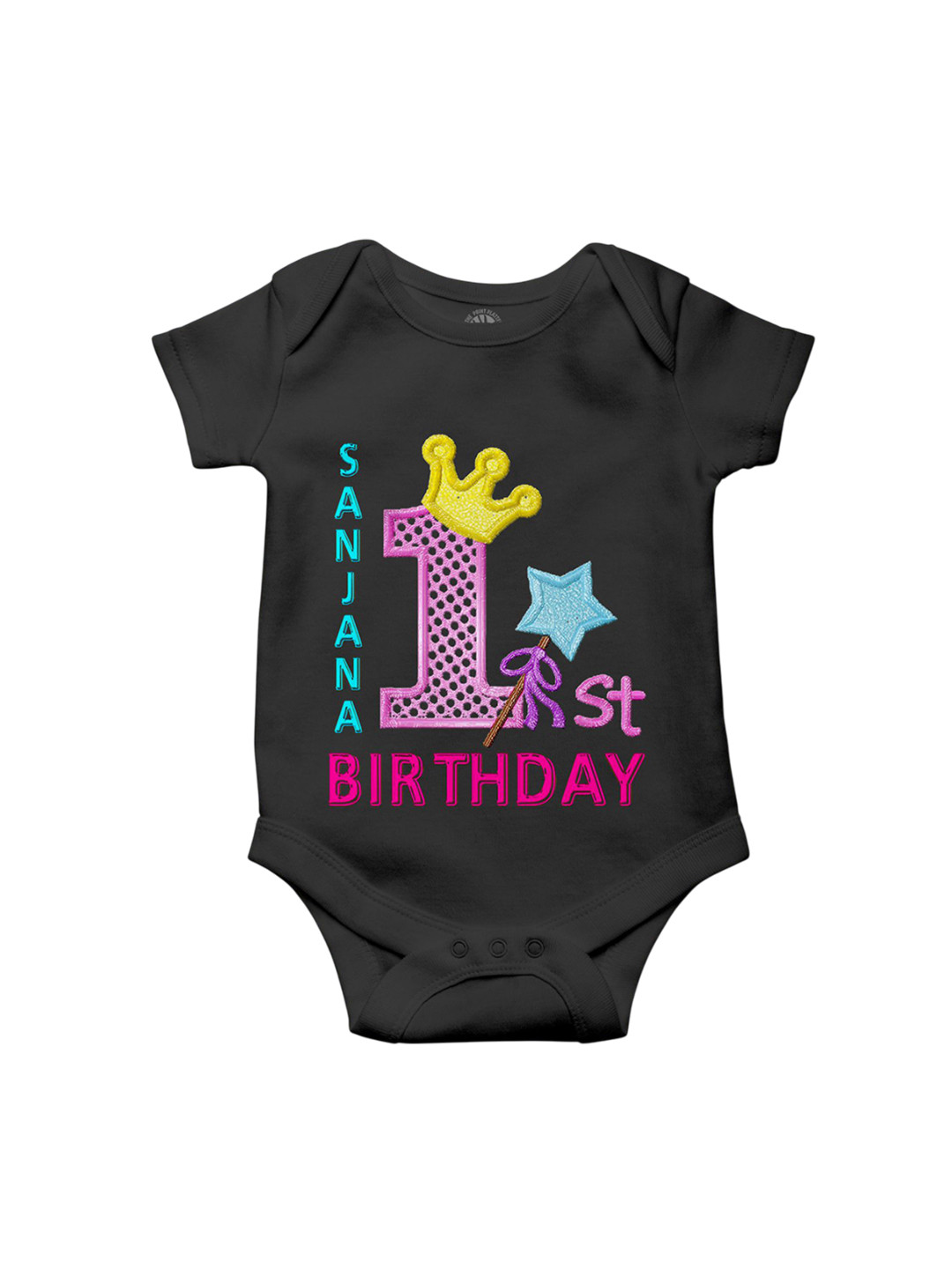 THE PRINT PLATTER Kids 1st Birthday Printed Envelope Neck Romper Ultra Bio Wash Bodysuit