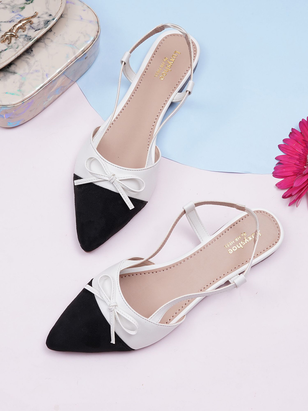 LUXY SHOE Women Colourblocked Mules with Bows Flats