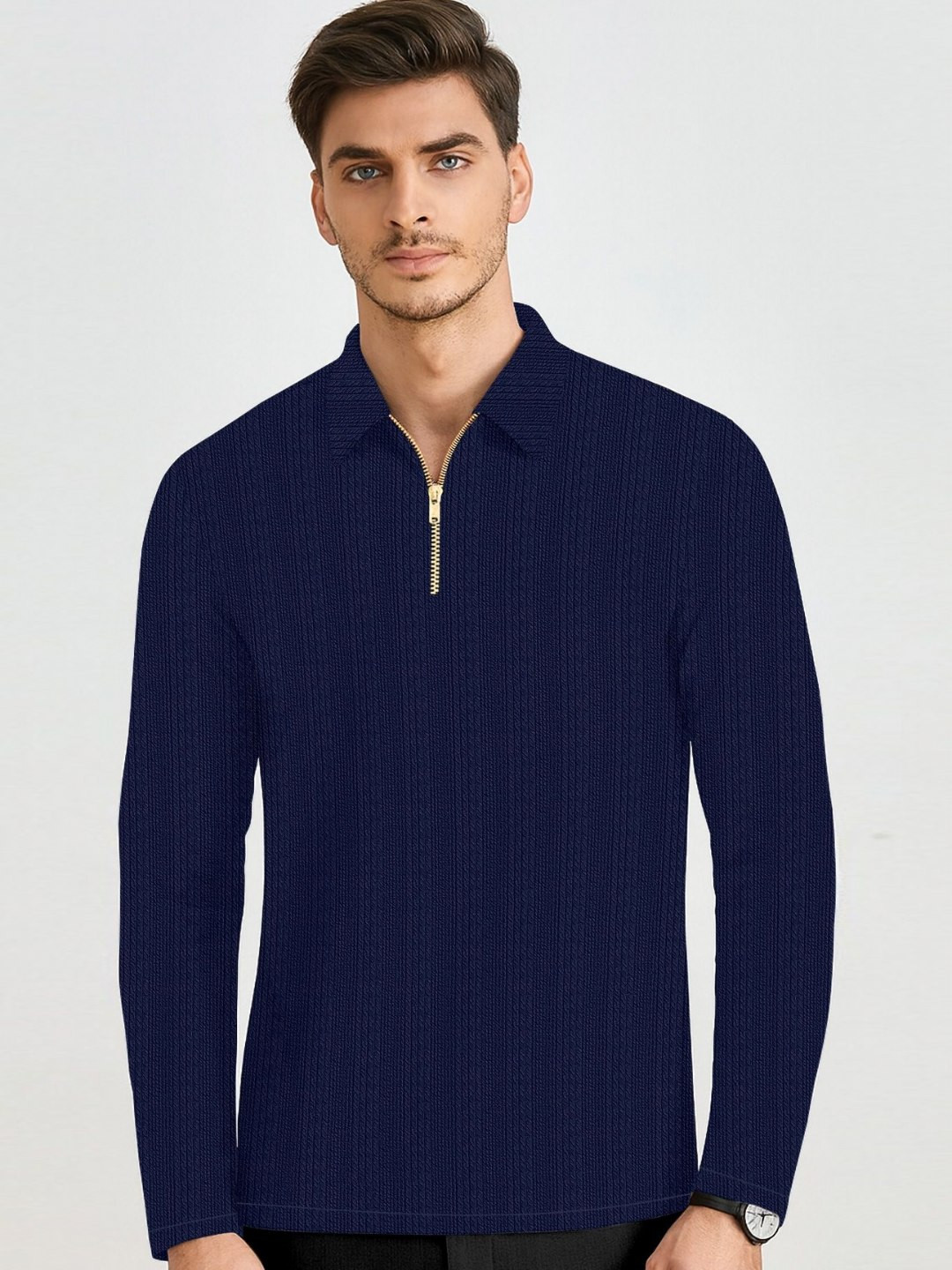 KAJARU Men Solid Polo Collar T-shirt