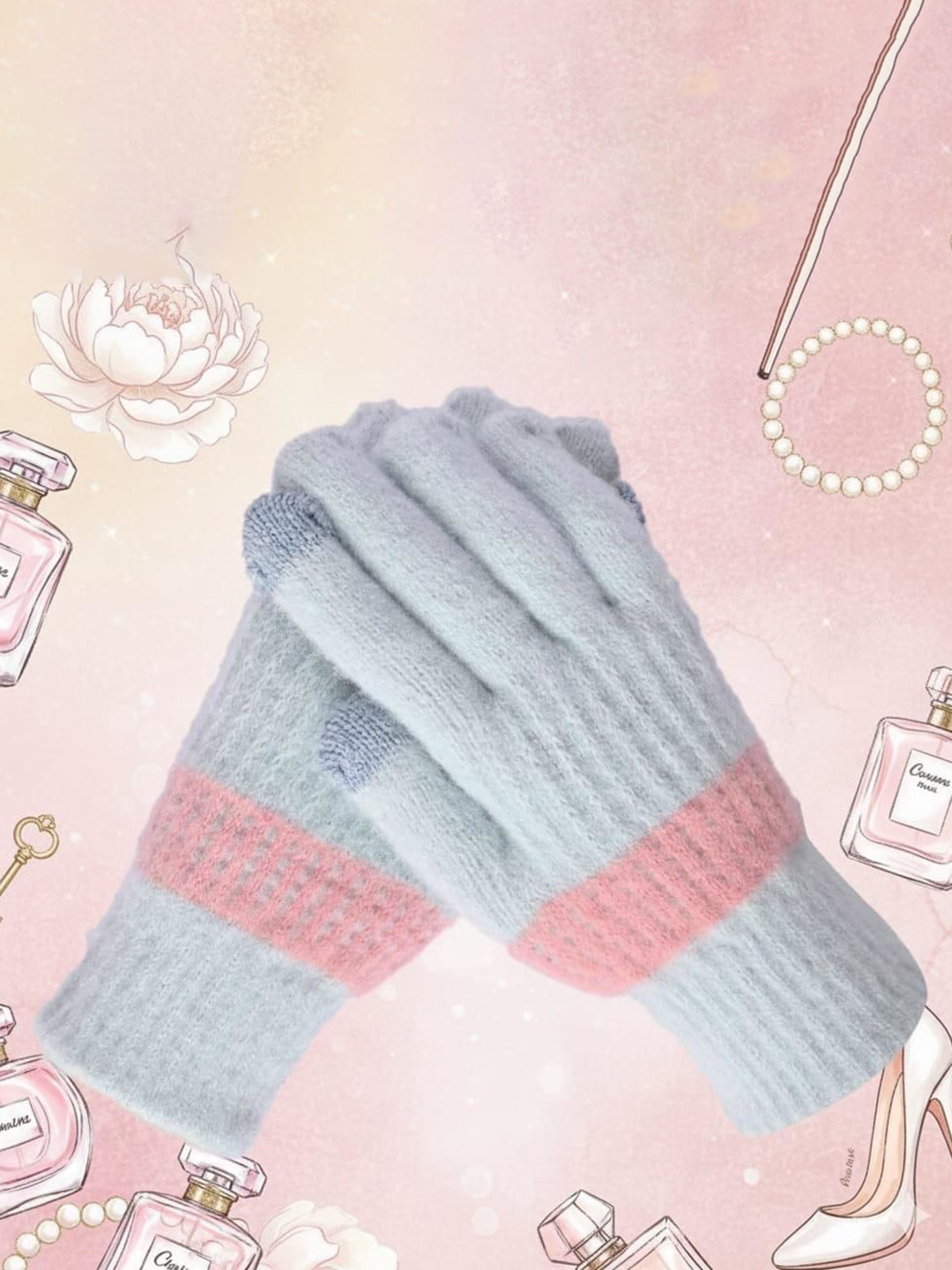 LOOM LEGACY Women Colourblocked Winter Wear Touchscreen Woollen Gloves For Cold Weather