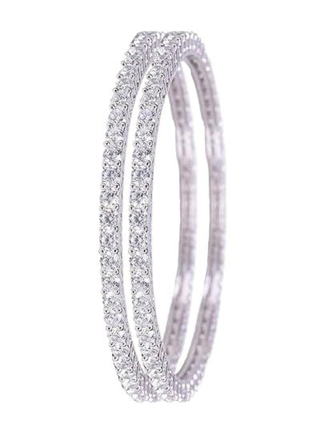 ZAYA Handmade Jewelry Women Cubic Zirconia Silver-Plated Bangle