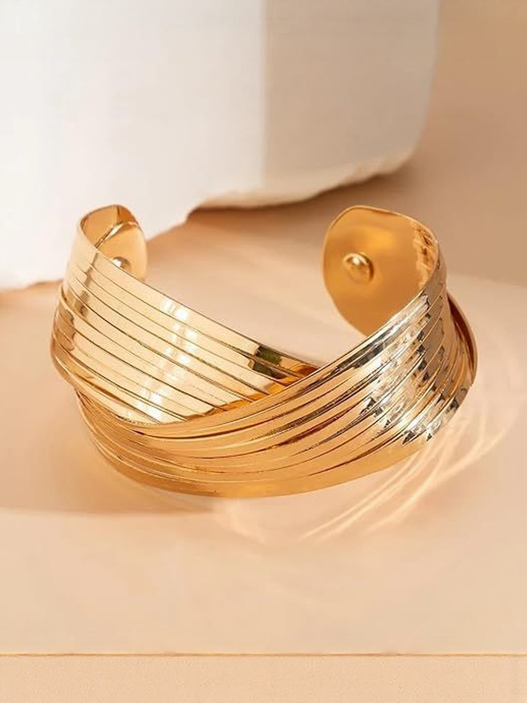 ZAYA Handmade Jewelry Stainless Steel Gold-Plated Cuff Bracelet