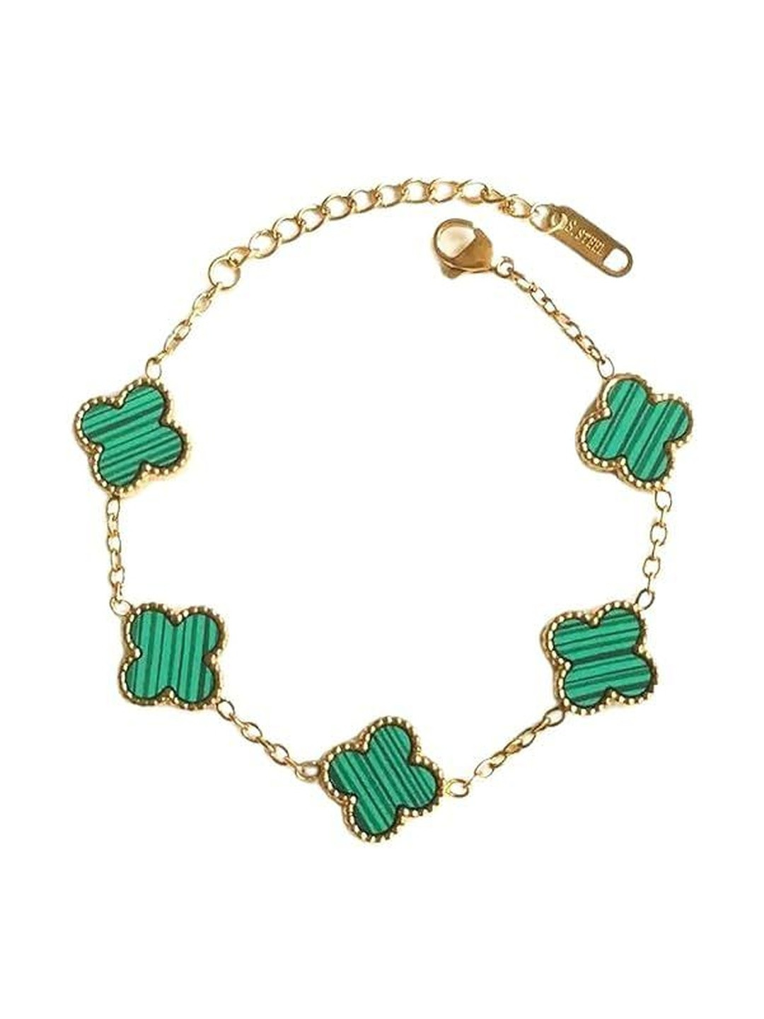 ZAYA Handmade Jewelry Stainless Steel Gold-Plated Clover Wraparound Bracelet