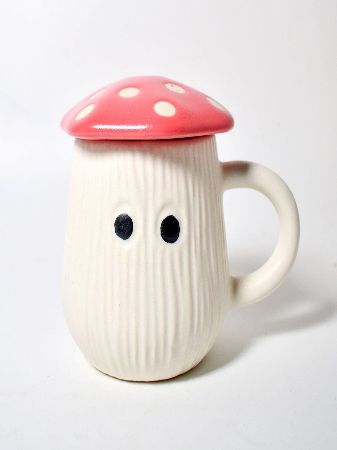 QSHI STUDIO White & Black Polka Dots Printed Ceramic Glossy  Mugs 220 ml