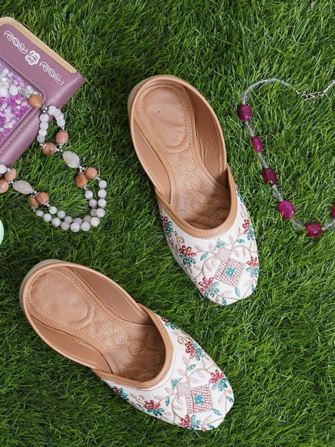 DFR Women Woven Design Fashion Pointed Toe with Laser Cuts Mojaris Flats