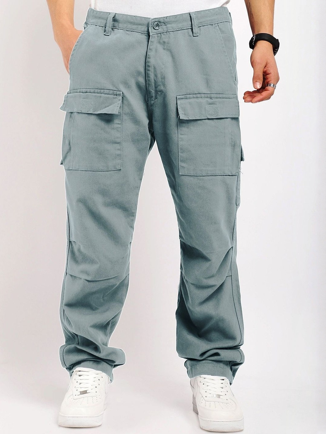 JIMMY & JORDAN Men Riverside Chrome Relaxed Fit Cargos Trousers