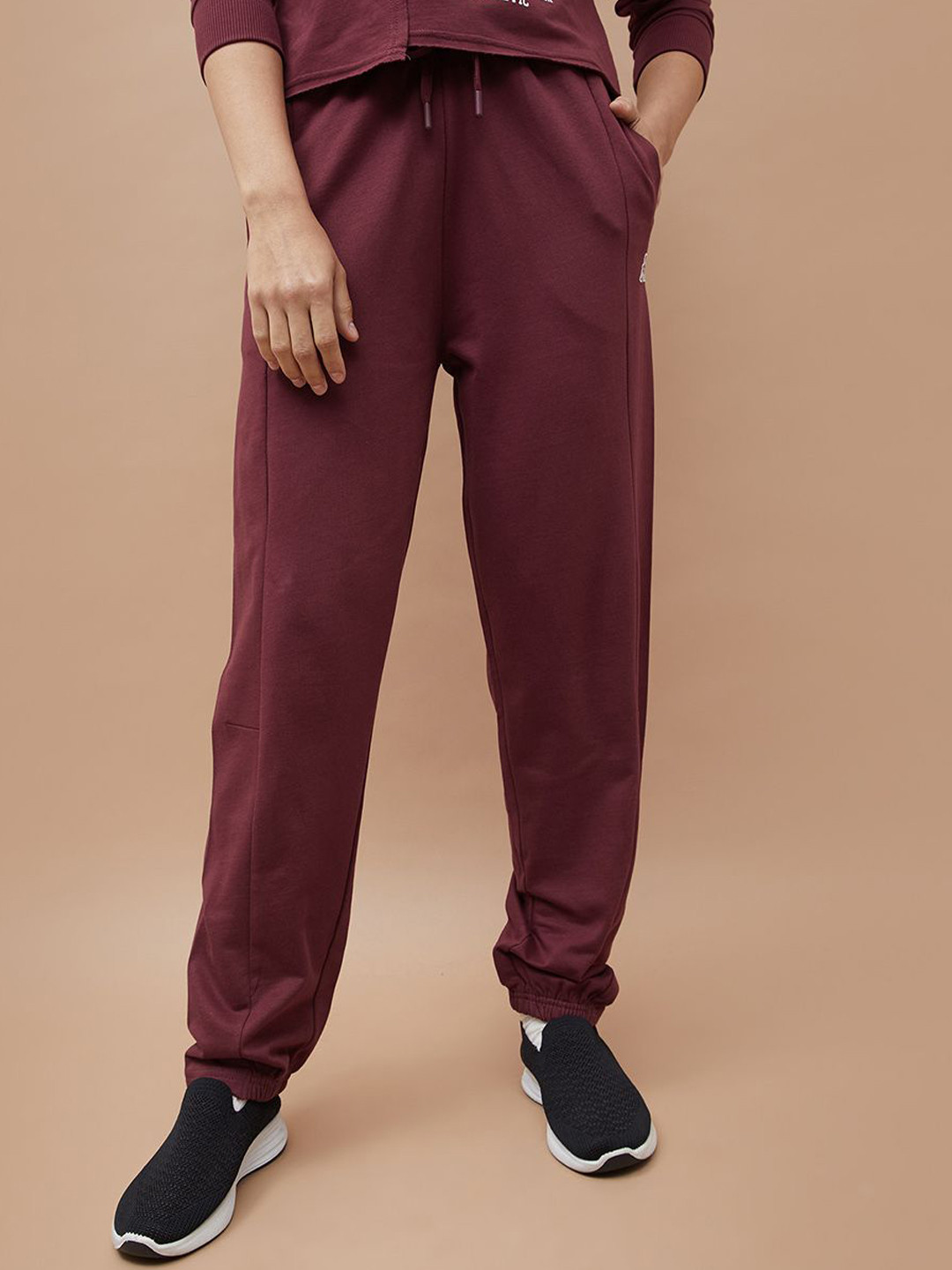 Kappa Women Typography Print Regular Fit Mid-Rise Cotton Sweatshirt & Joggers Track Pants