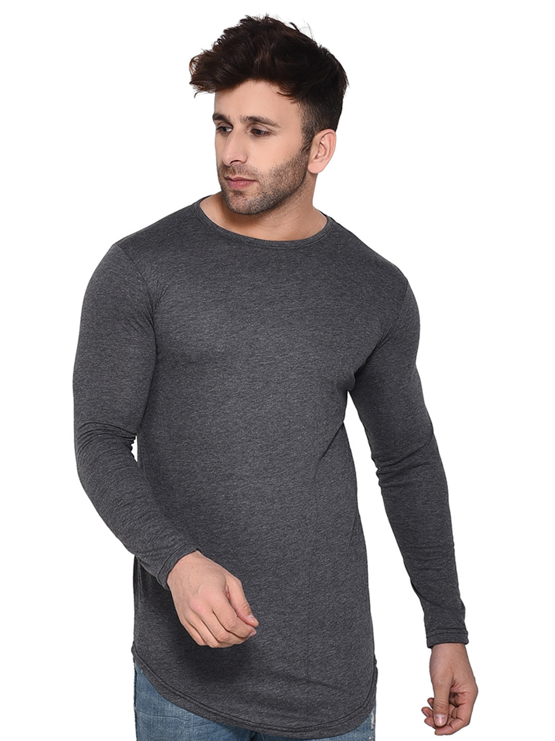 Blisstone Round Neck Muscle Fit Longline T-Shirt