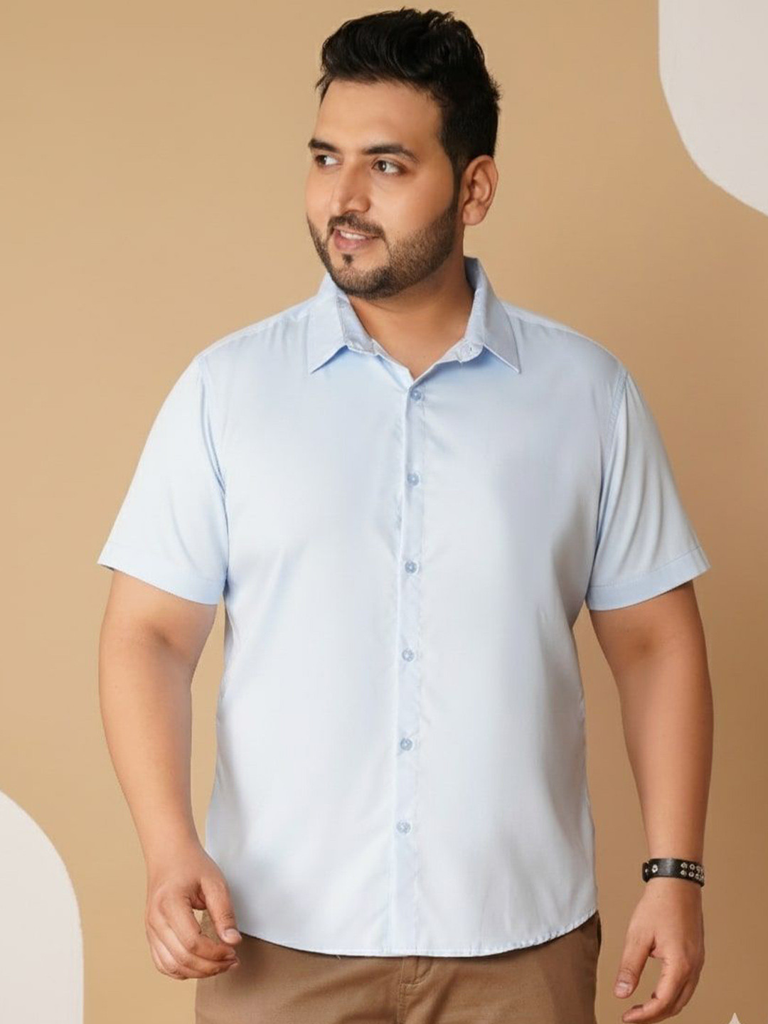 Sztori Men Plus Size Solid Spread Collar Pure Cotton Casual Shirt