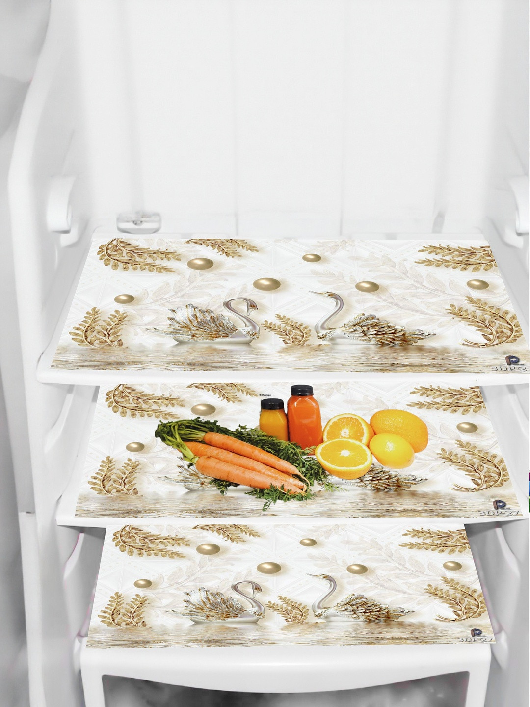 Cread Craft Plastic Set Of 3 Multicolor Printed Anti-Slip Rectangular Table Placemats