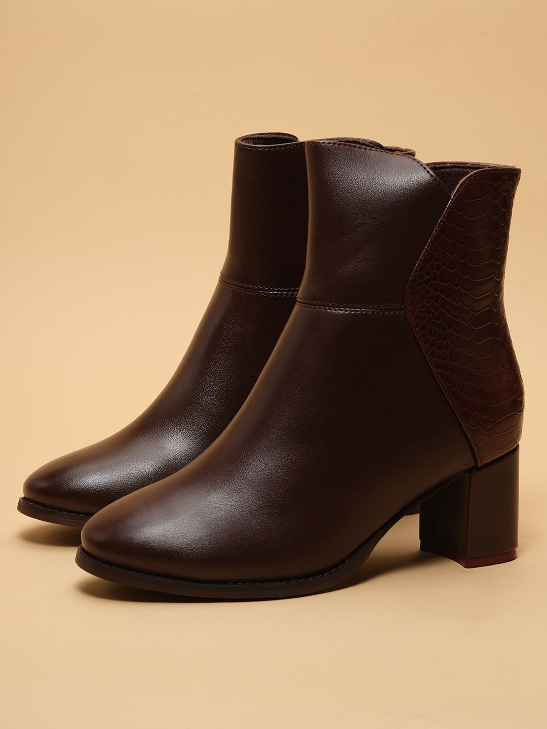 ERIDANI Maxine Women Textured Block Mid Calf Boots