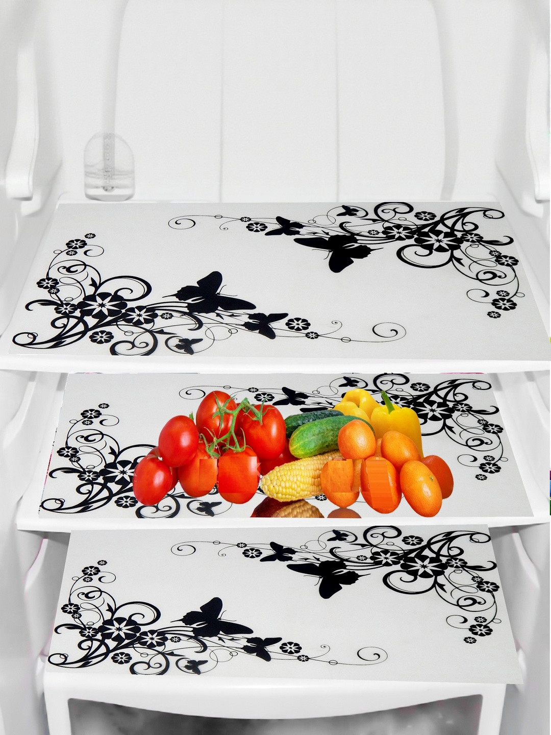 Cread Craft Black & White Pack Of 3 Printed PVC Fridge Mats