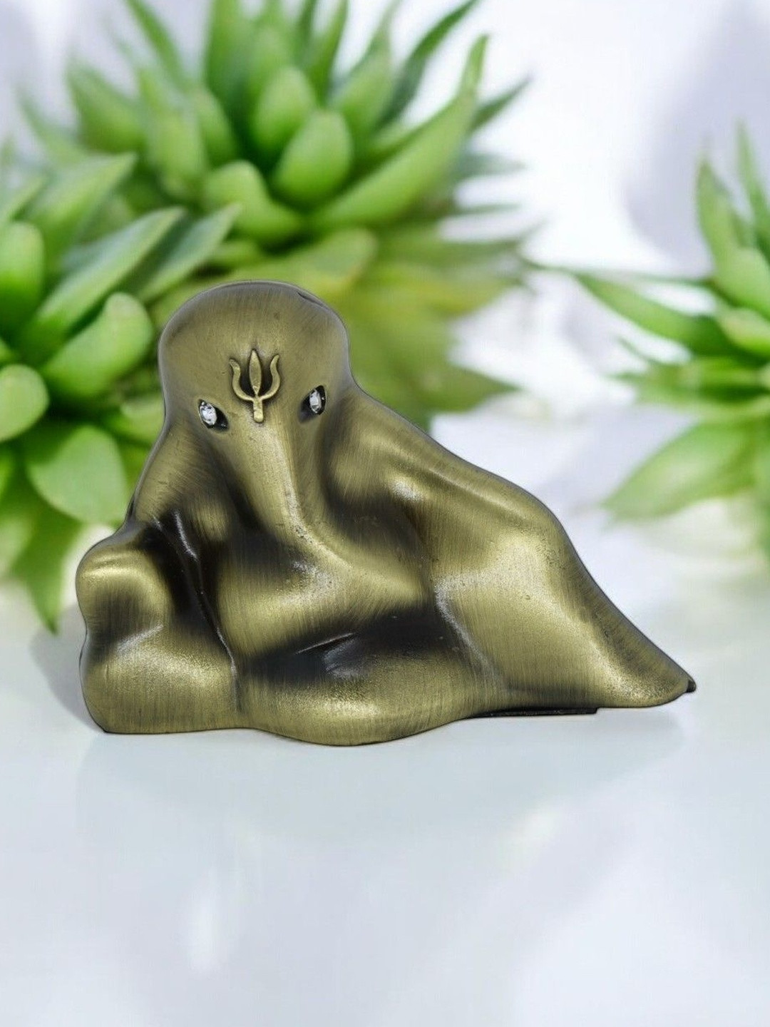 Adhvik Gold-toned Lord Aaram Rest Ganesha Idol Showpiece