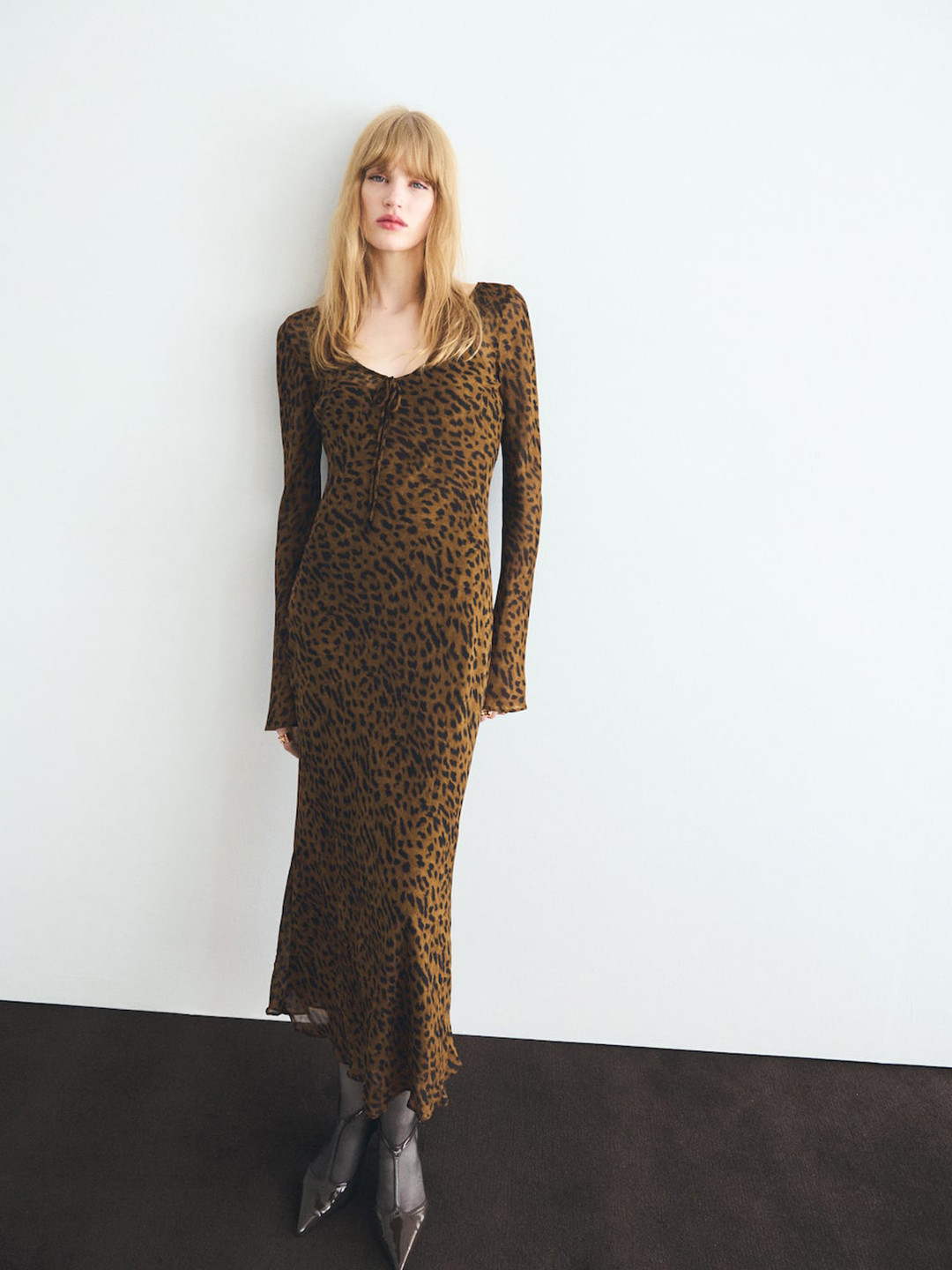 MANGO Leopard Print Bodycon Maxi Dress