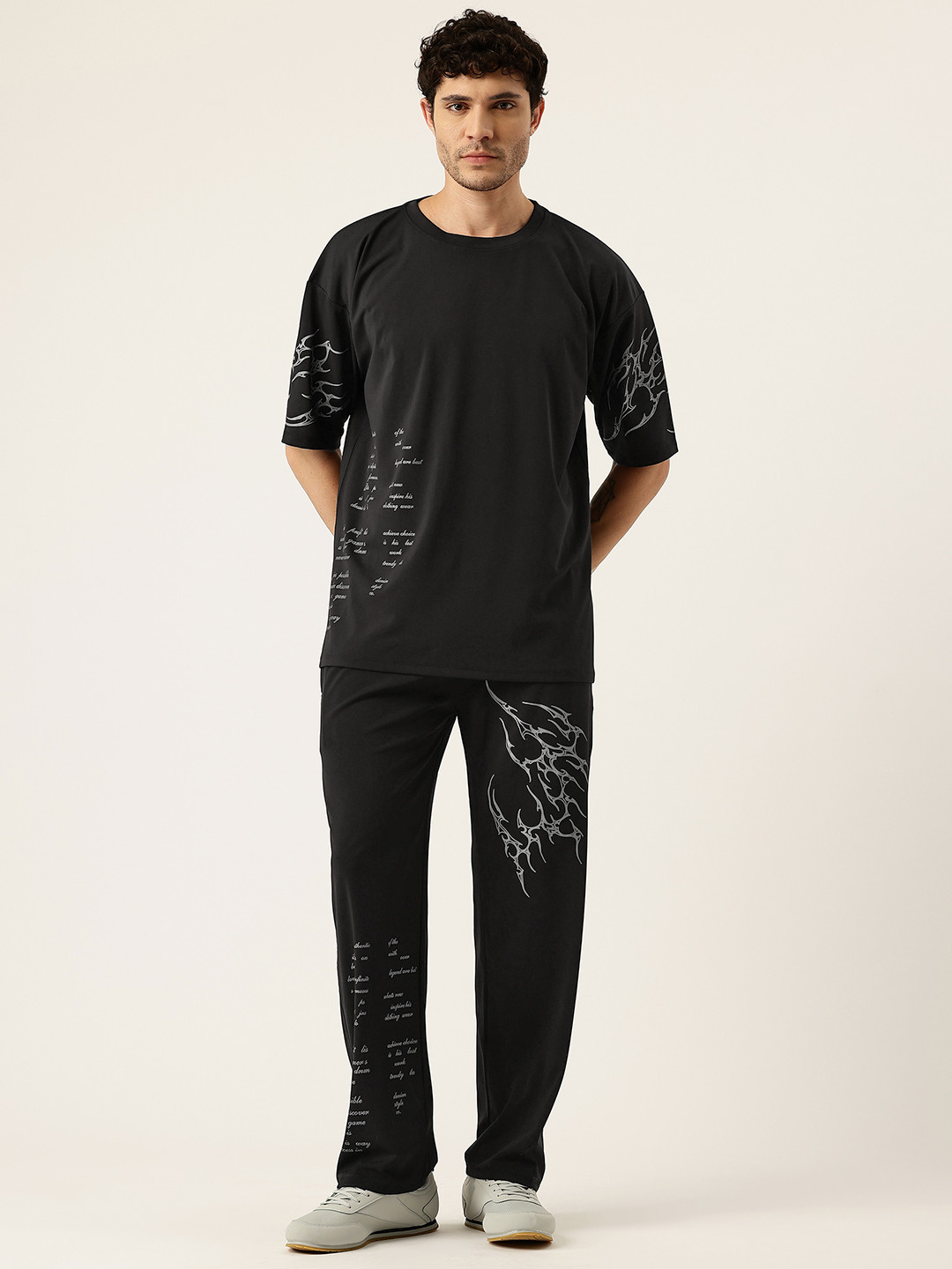 PARIS HAMILTON Graphic & Typography Print Lifestyle Straight Fit Co-Ords