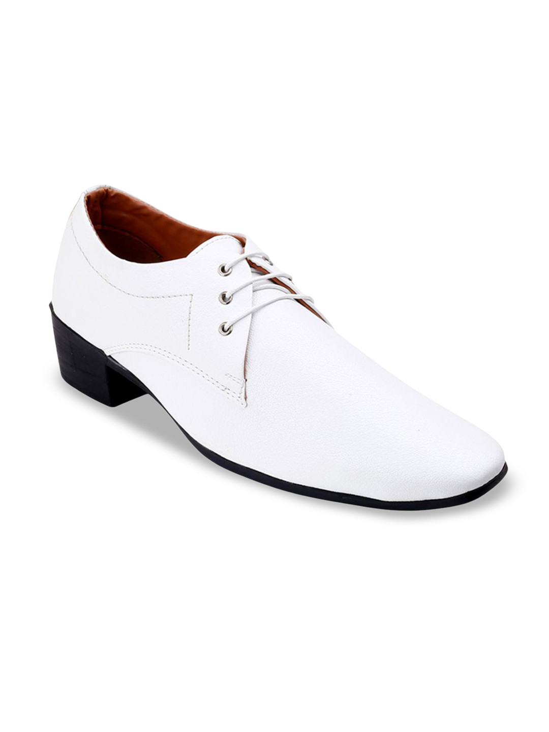 Bxxy Men Lace-Ups Height Increasing Blocked-Heeled Derbys Formal Shoes