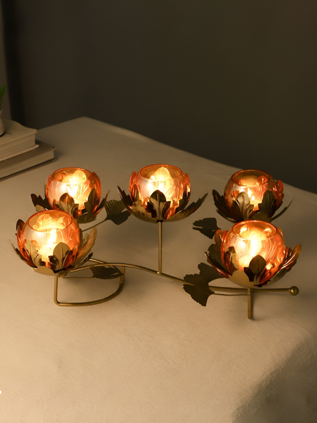 Maison Modern Gold-Toned LustraGlow Diwali Candle Holder