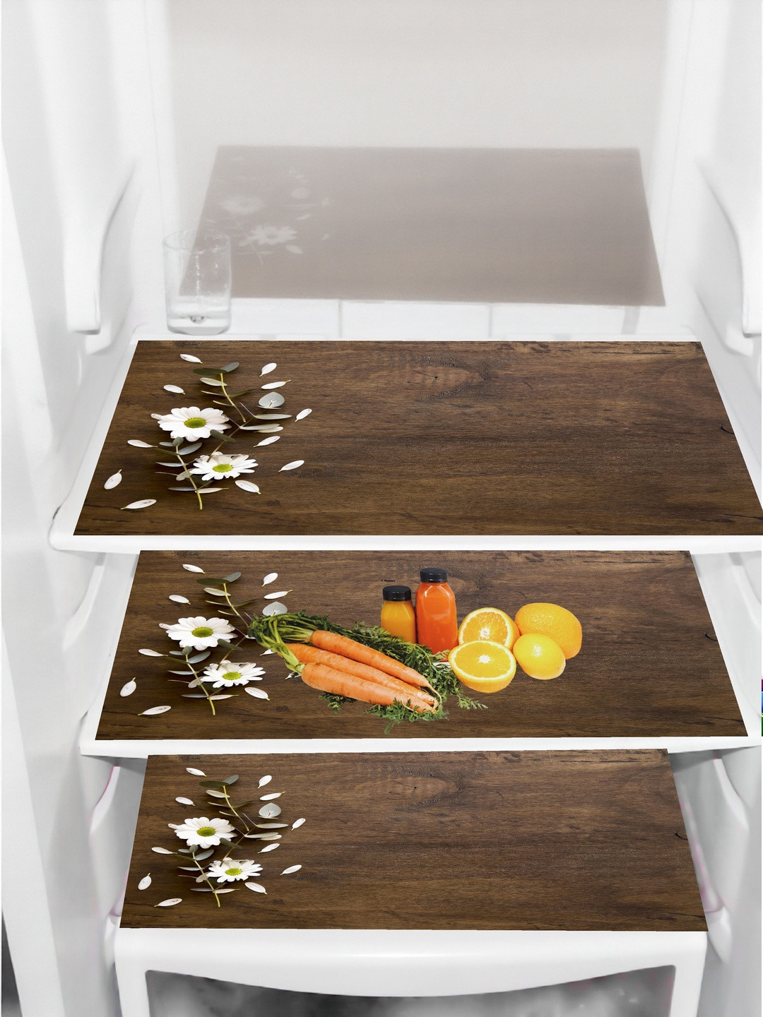 Cread Craft Set Of 3 Multicolor Water Proof PVC Material Refrigerator Drawer Mat