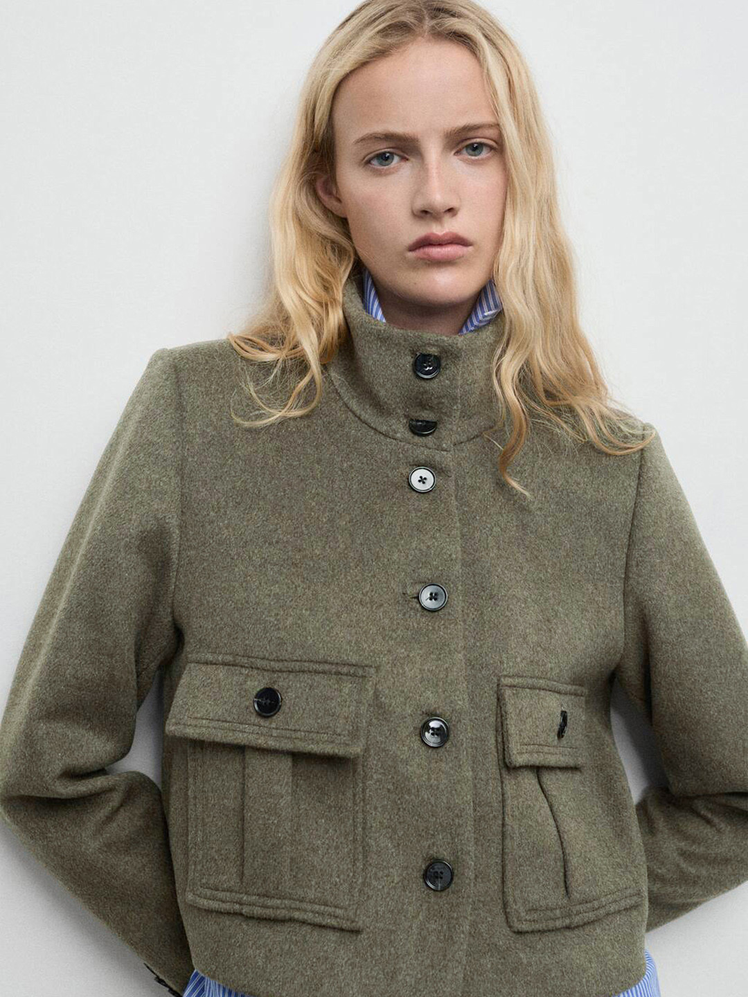 MANGO Stand Collar Tailored Jacket