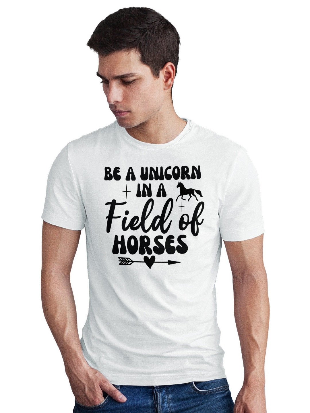 Seekbuylove Be A Unicorn Printed Round Neck Short Sleeves Pure Cotton Bio Finish T-shirt