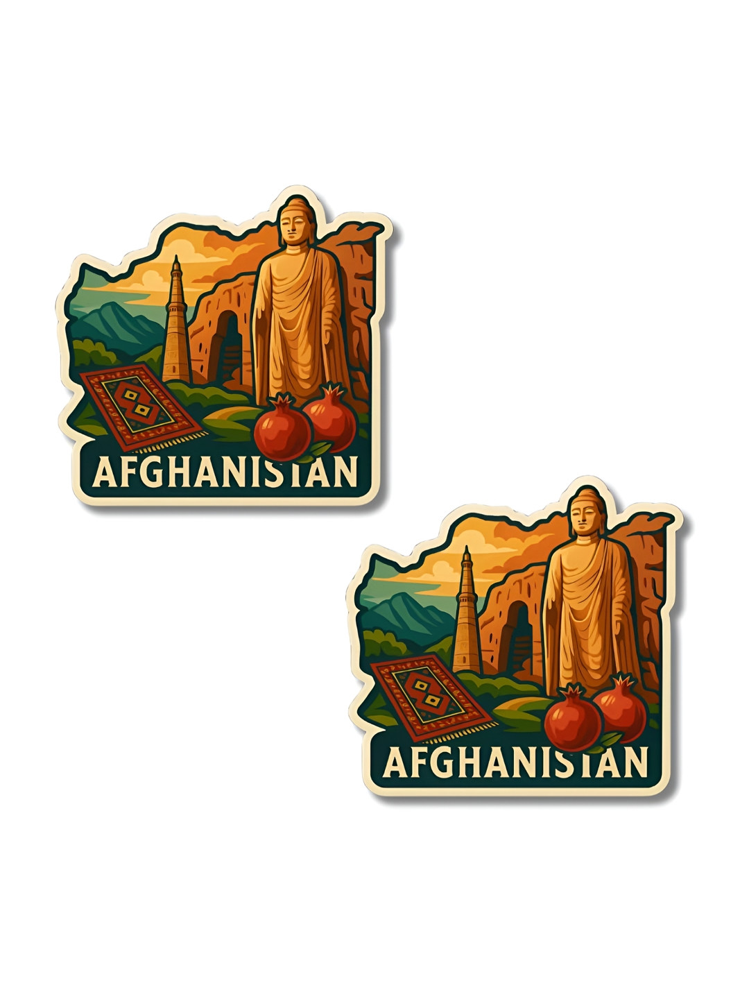 GIFTODAY Set Of 2 Brown & Green Printed Durable Decorative Magnets