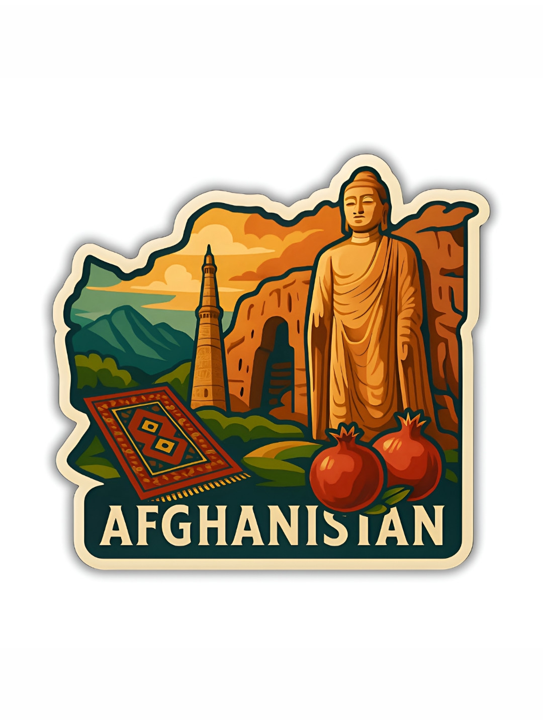 GIFTSHALA Brown & Green Afghanistan Printed Decorative Magnets