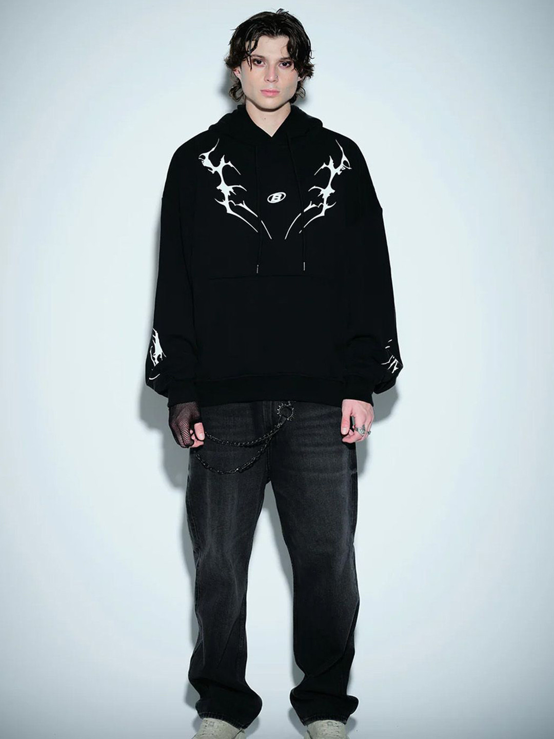 Bonkers Corner Men Graphic Printed Long Sleeves Clawmark Hooded Pullover Sweatshirt