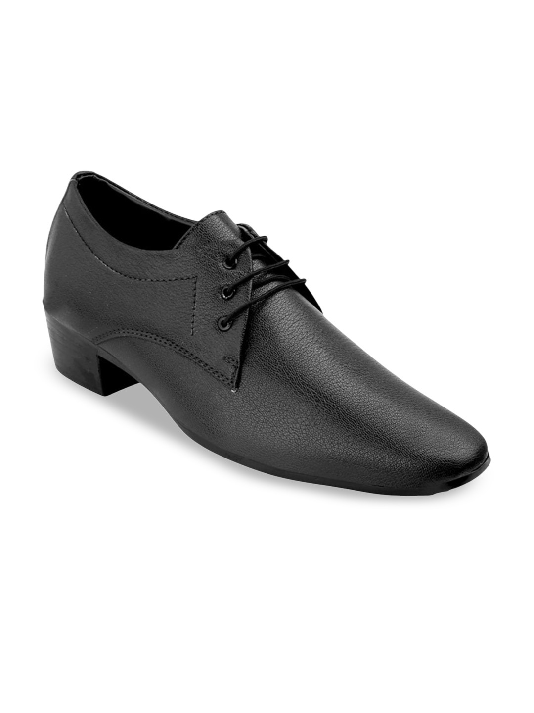 Bxxy Men Solid Round Toe Lace-Up Block Heel Derby Formal Shoes