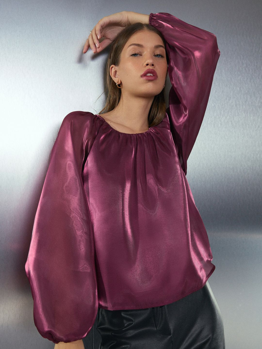 NEXT Organza Puff Sleeve Balloon Top