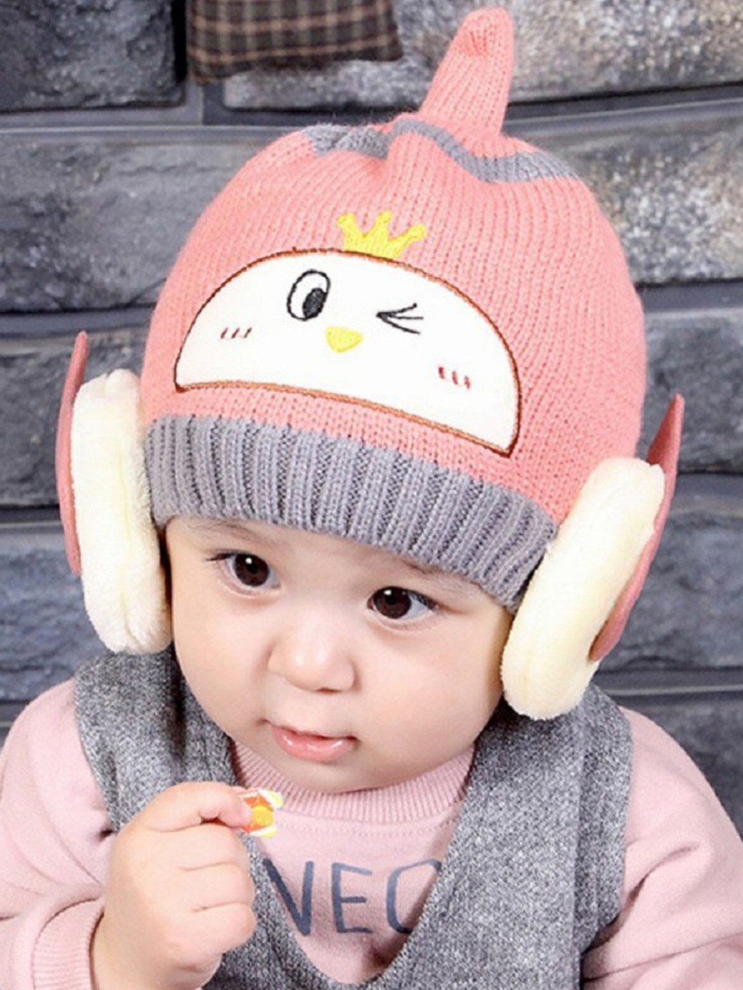 Ziory Girls Woolen Bird Designed Earflap Cap